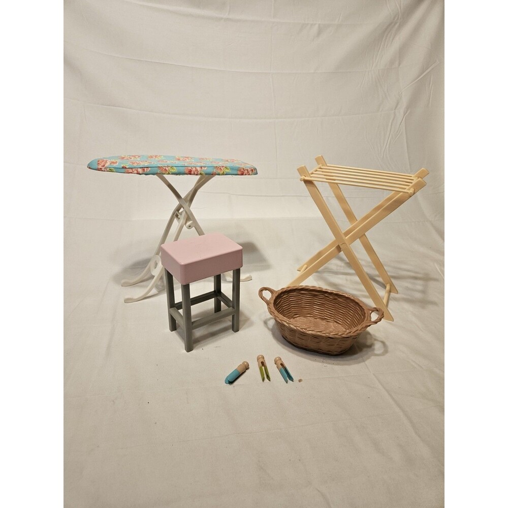 Our Generation Laundry Set Ironing Board & Basket Excellent Cond. For 18" Dolls